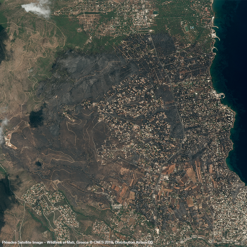 Pléiades卫星图像-希腊马蒂的野火