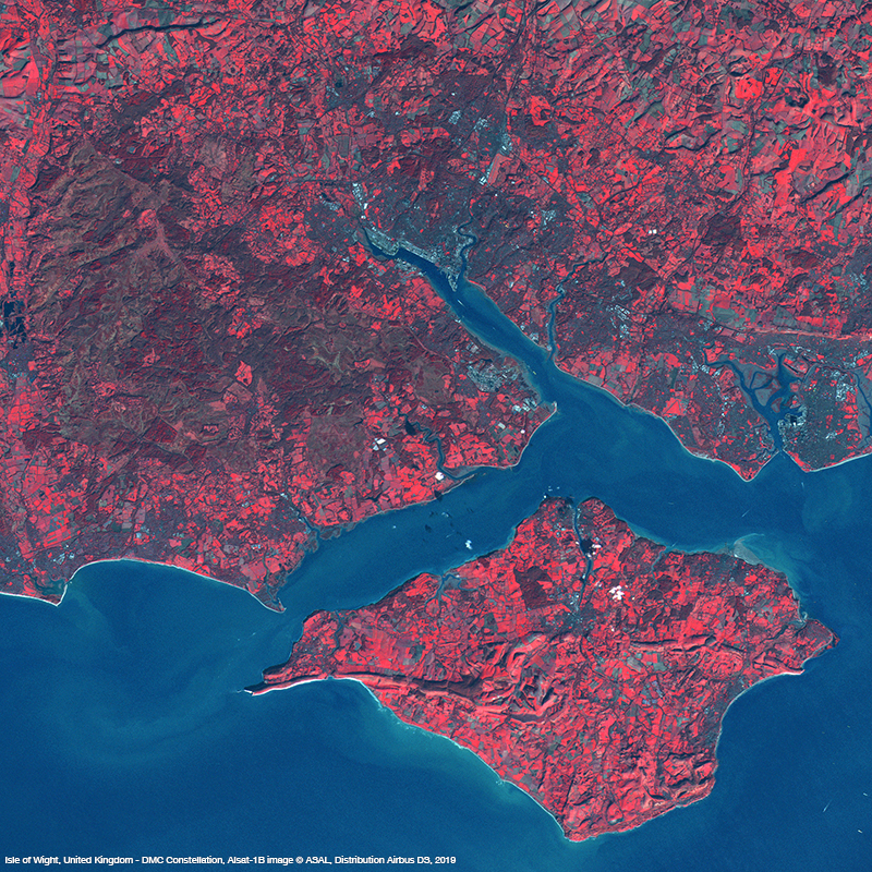 DMC星座卫星图像NIR -英国怀特岛