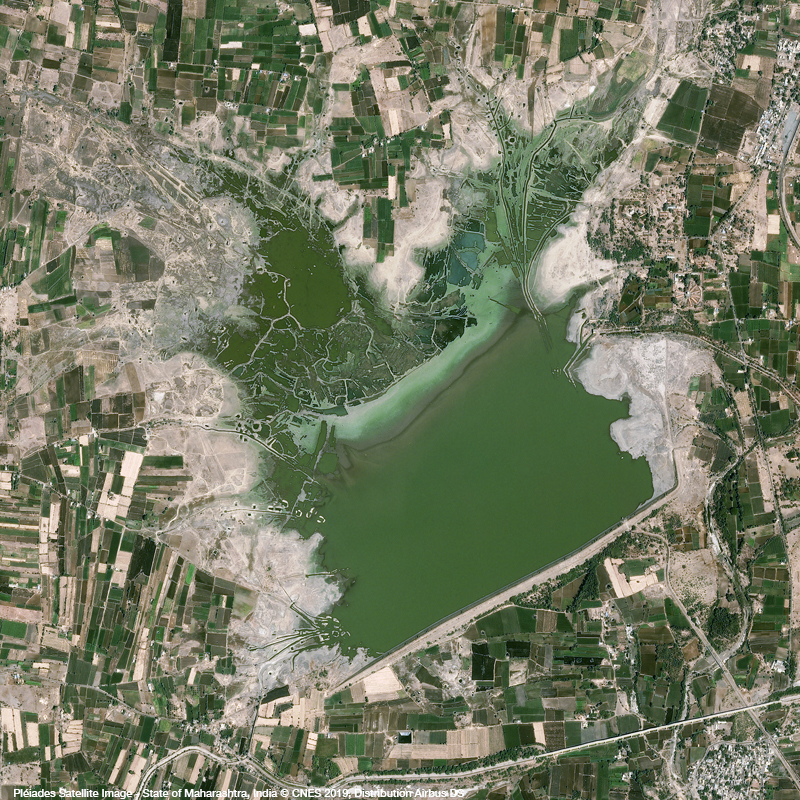 Pléiades卫星图像 -  Visapur Dam，Maharashtra