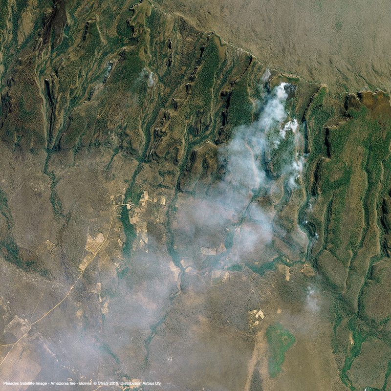 Pléiades卫星图像 - 亚马逊雨林火灾在玻利维亚